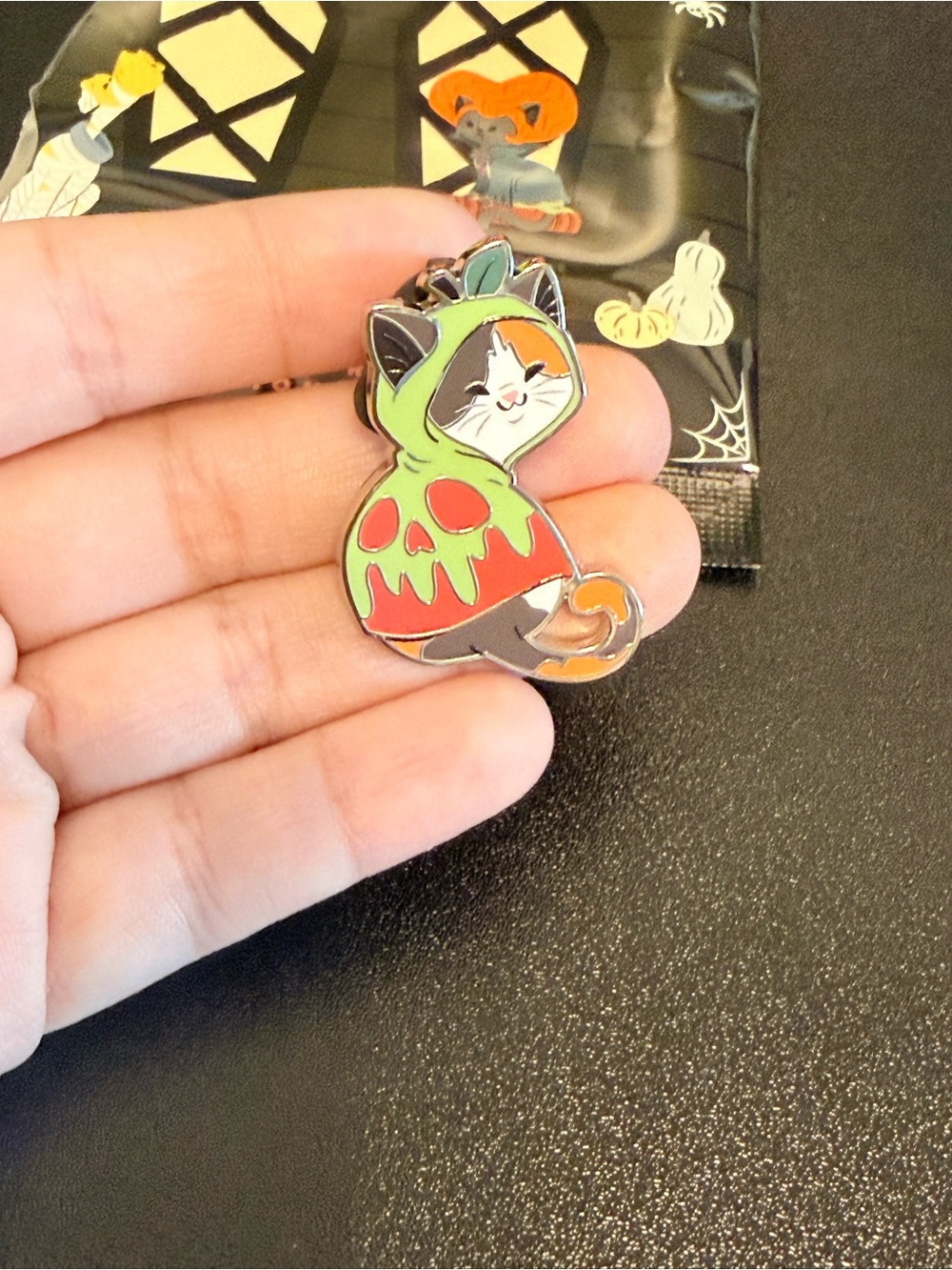 Halloween Disney poison apple cat pin